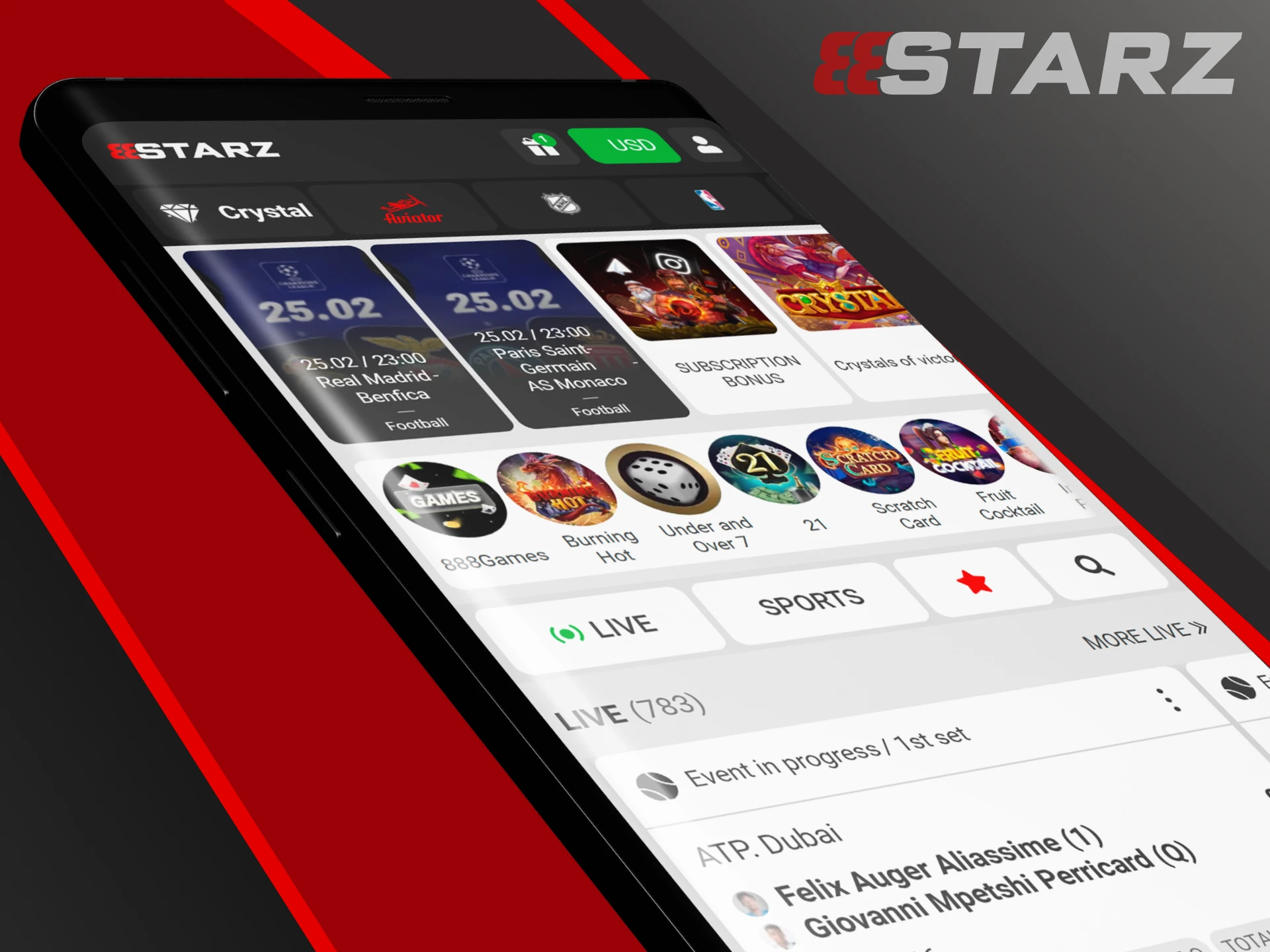 The 888starz app has a built-in proxy for easy access.