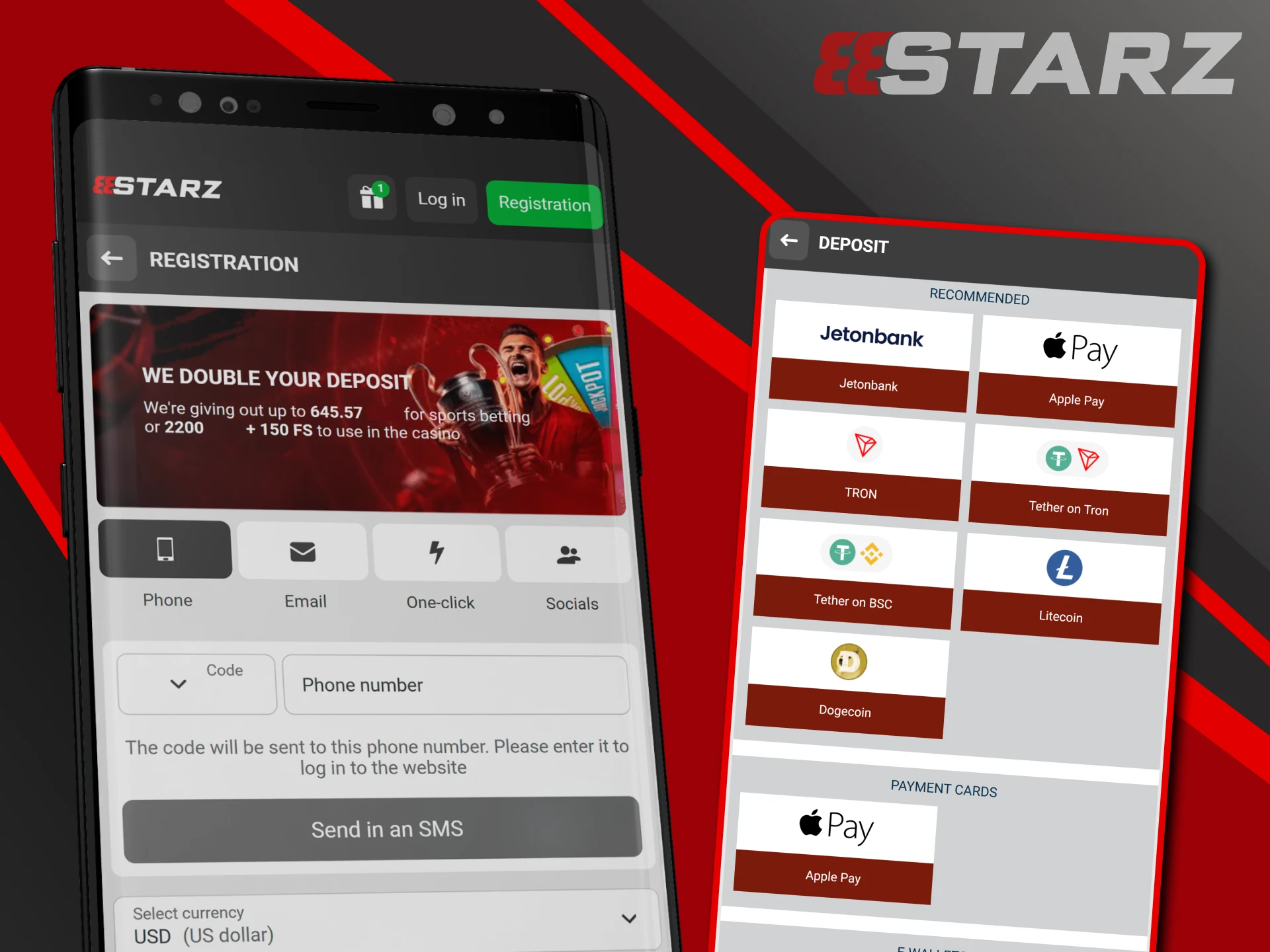 Registration is required to top up your deposit in the 888starz app.