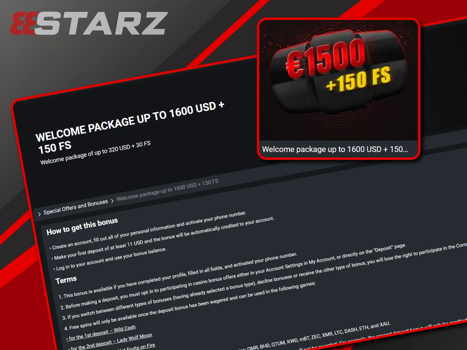 The casino welcome bonus will add winnings to casino games from 888starz.