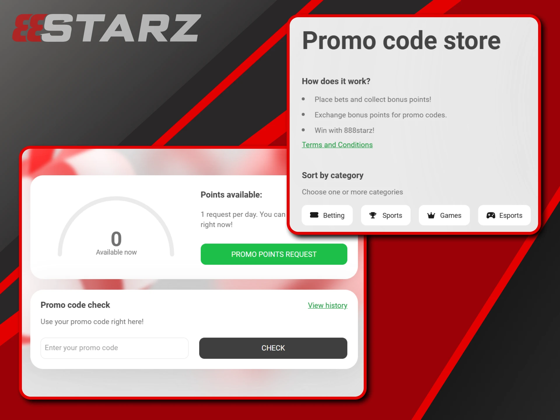 In the promo code store you will find the best from 888starz.
