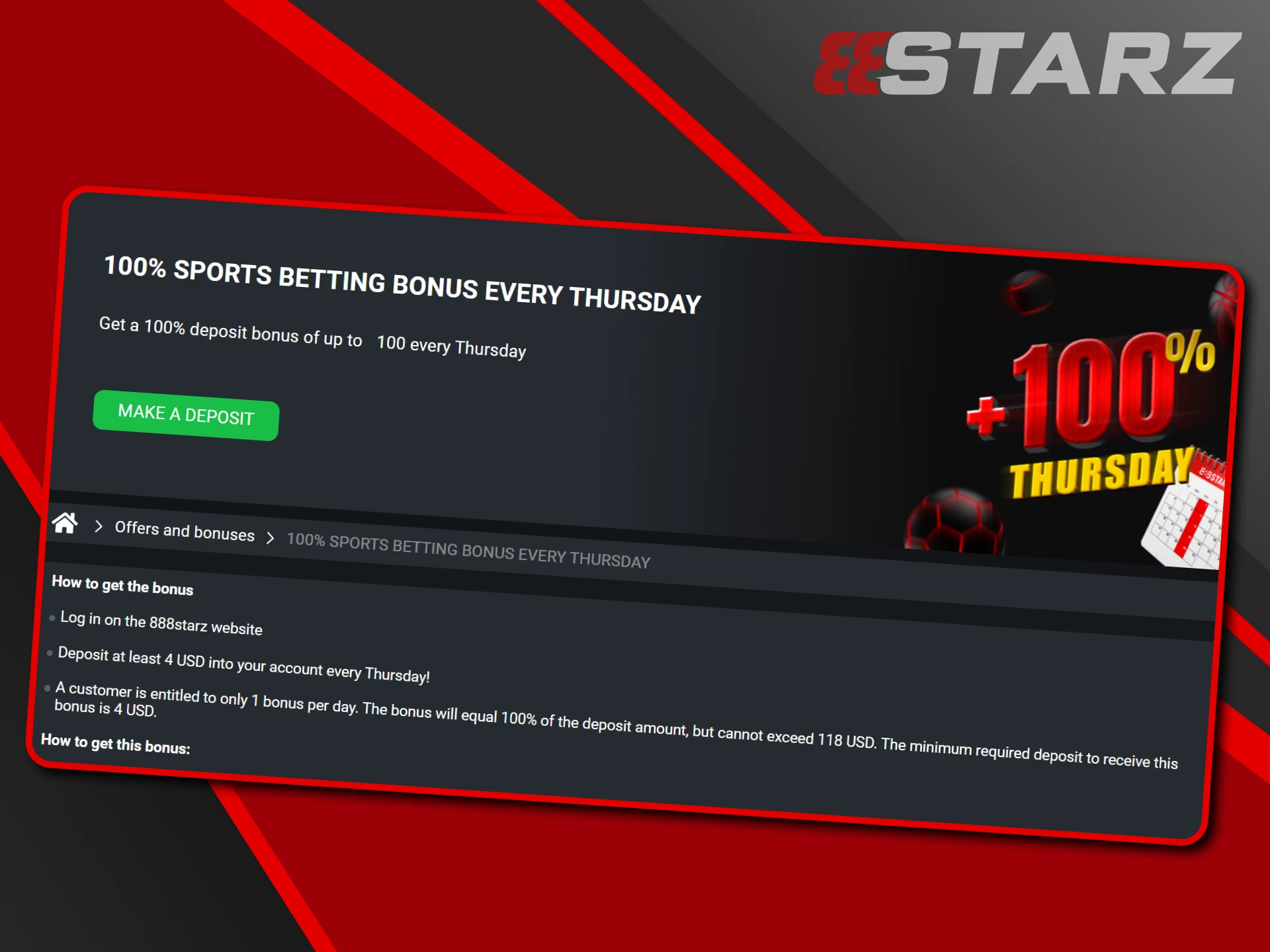 Thursday is filled with a special bonus from 888starz.
