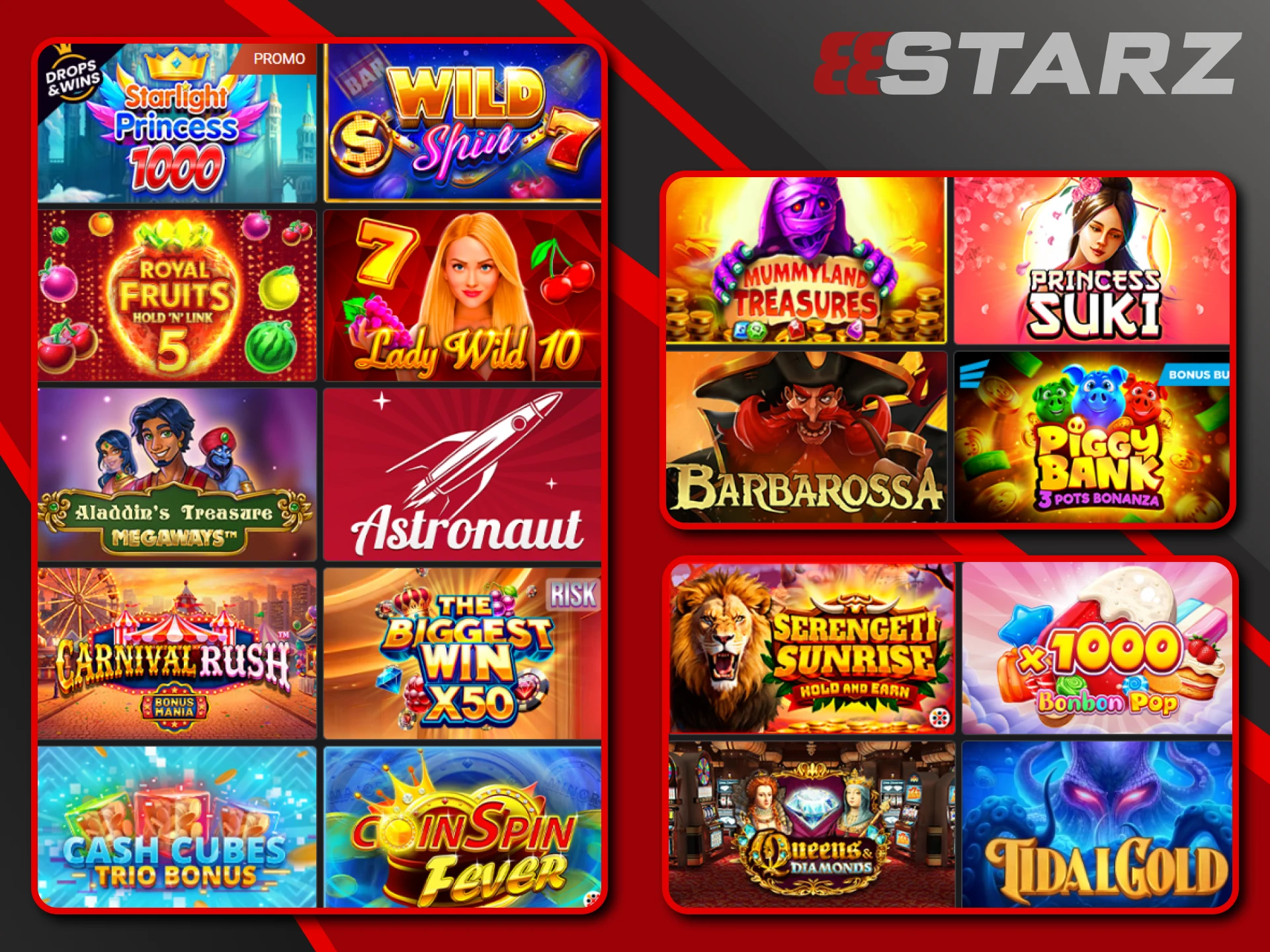You can play exclusive games from 888starz on our website.