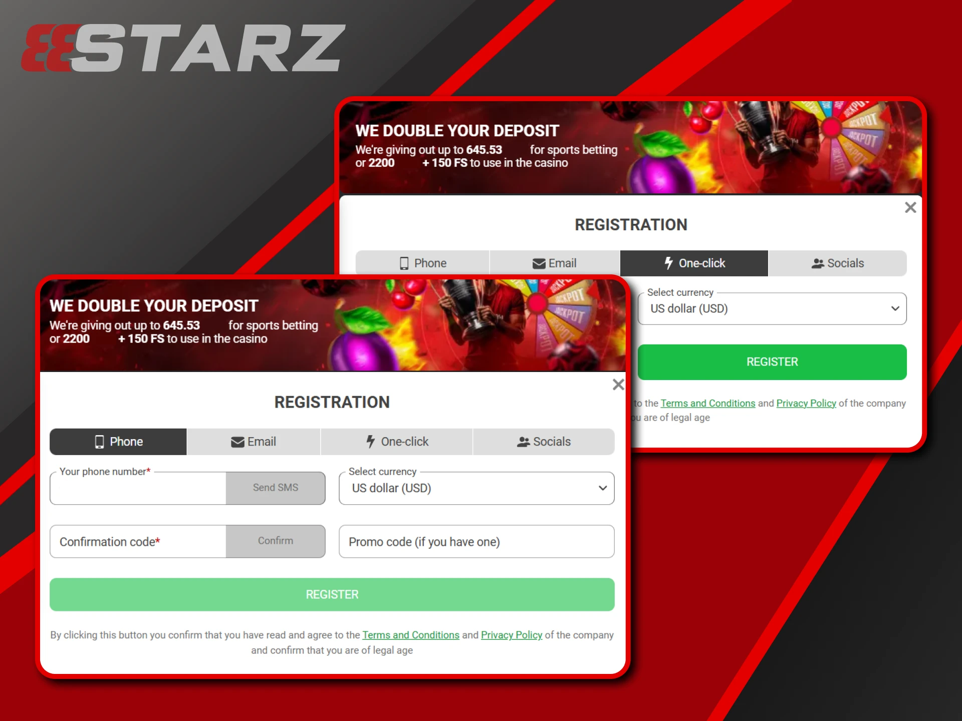 Registration is required to fully interact with the 888starz website.