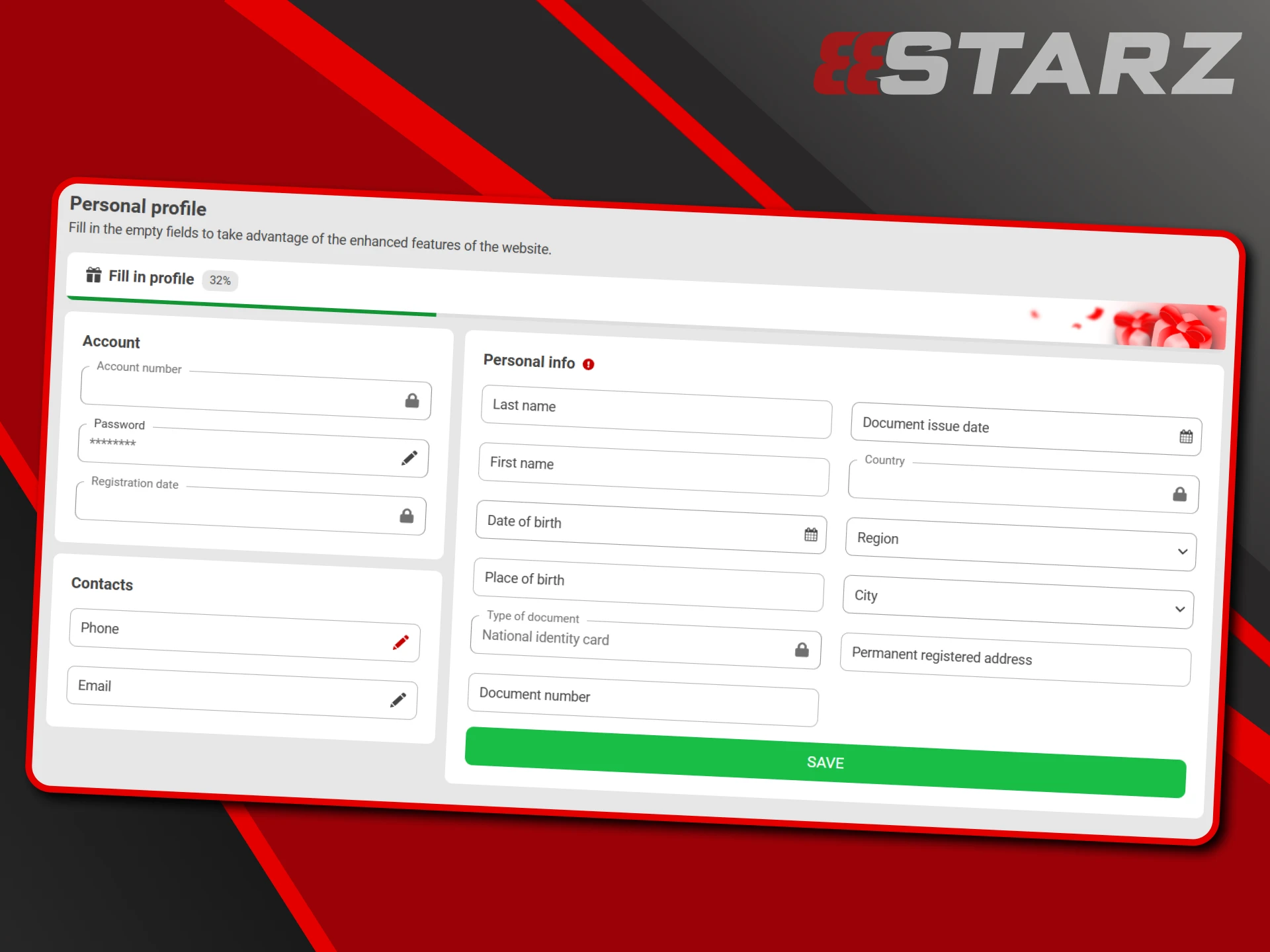 Data verification is required on the 888starz website.