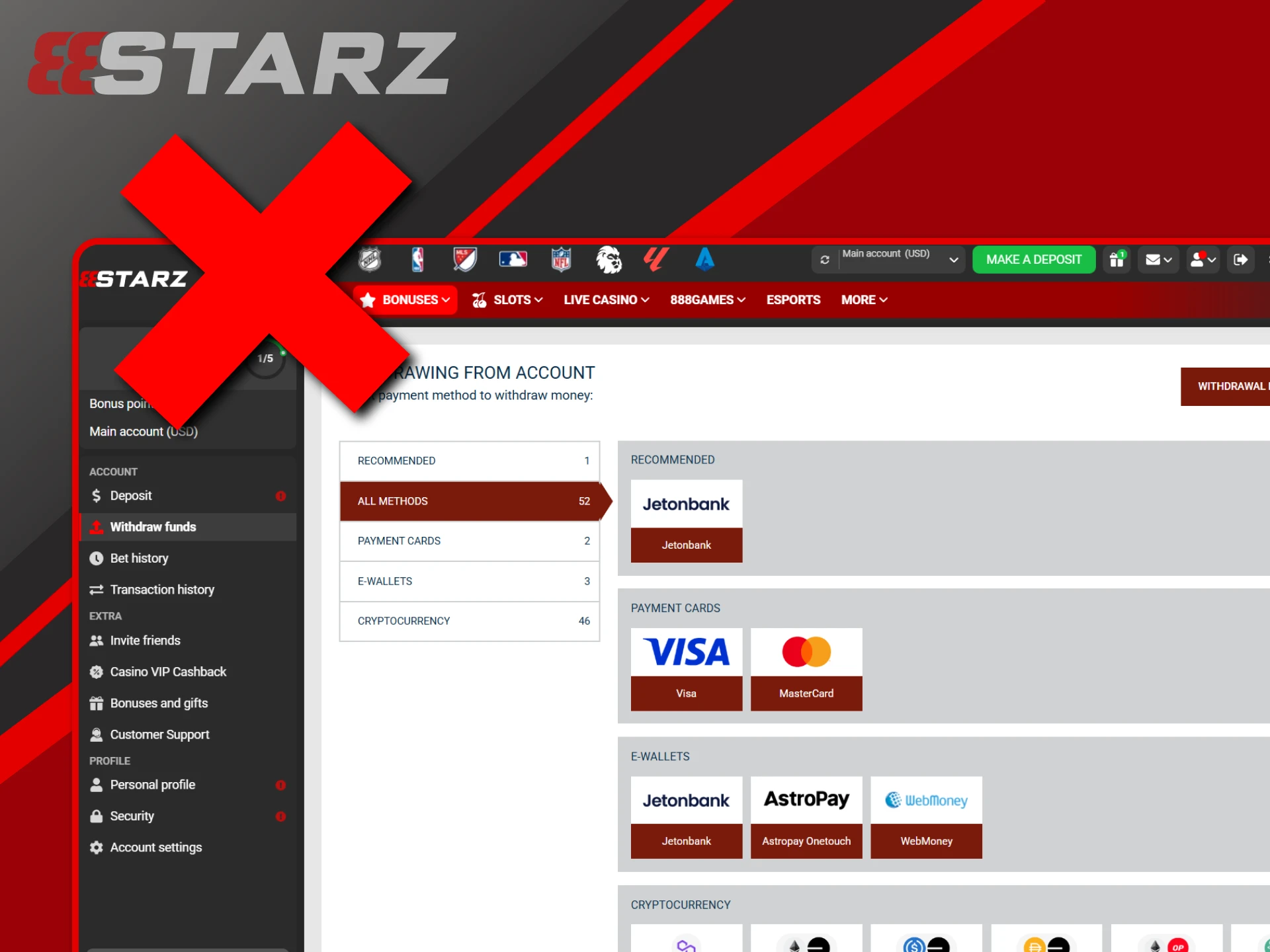 There may be several reasons why funds in your 888starz account may be frozen.